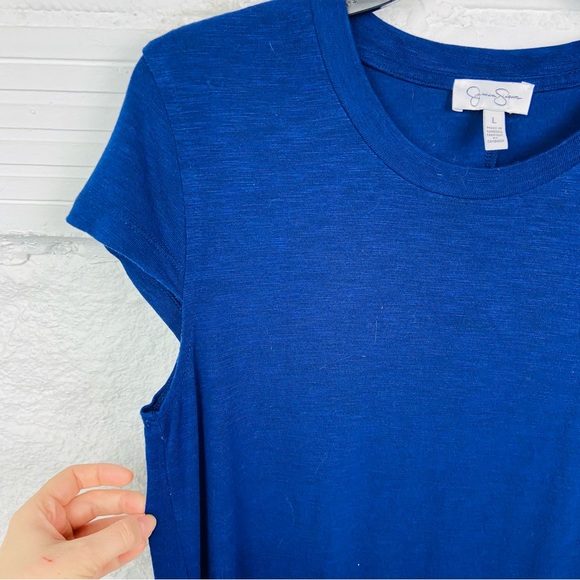 JESSICA SIMPSON navy Tee shirt plain mini slit dress size large - Picture 6 of 17